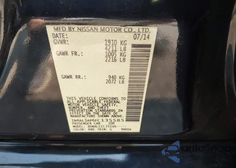 2015 Nissan Altima 2.5/S/Sv/Sl из США, поврежденный, VIN 1N4AL3AP6FC135585